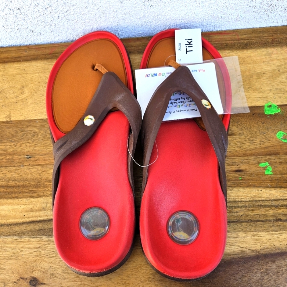 Hawaiian Jellys Ultra Comfort Kona Coffe Men Flip Flop Sandal Size 12 - Picture 3 of 15